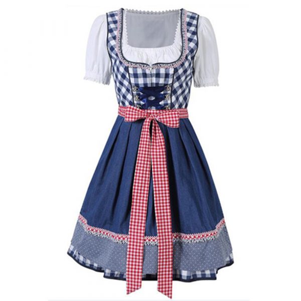 Womens Traditional Oktoberfest Dirndl Dress German Bavarian Beer Festival Maid Wench Costume Carnival Party Fancy Dress